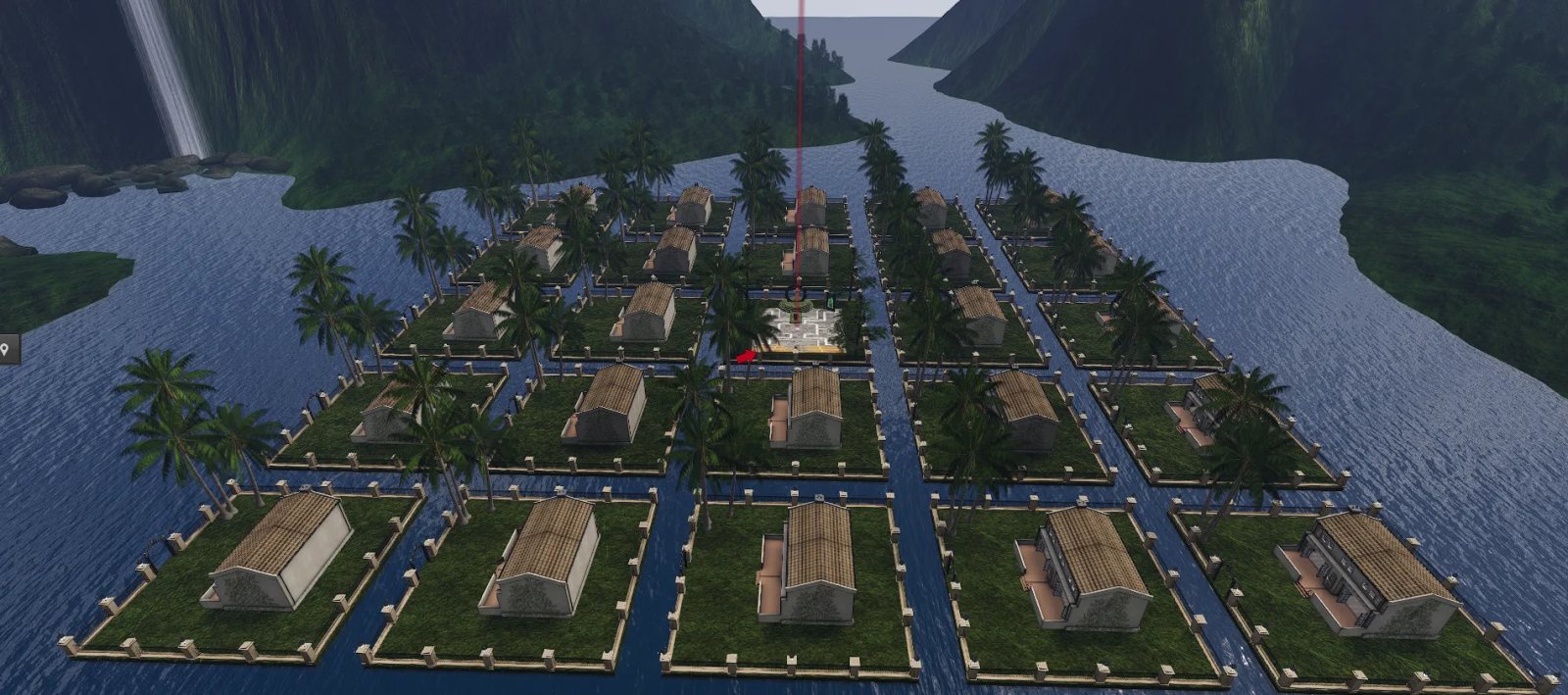 Vista aérea da Ilha Comunidade, com casas e lotes