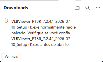 Microsoft Edge avisando que o instalador do VLBViewer normalmente não é baixado